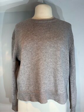 Lee Mathews Baby Wool Yak Cashmere Knit Sweater Grey Split Back Size L